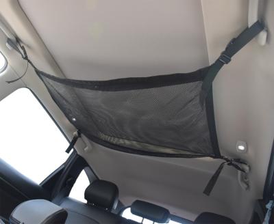 China Sports Black Backseat Barrier Net Bag Car Mesh Durable Universal Elastic Organizer Bag for sale