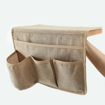 China Eco Friendly Durable Canvas Washable Bedside Caddy Hanging Bedside Organizer Organizer for sale