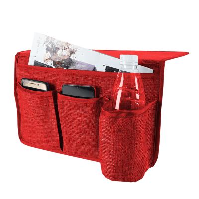 China 2021 New Style Sustainable Eco-Friendly Canvas With 4 Pockets Sink Trolley Sofa Organizer Pocket Hanging Bag for sale