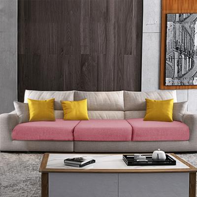 China Modern Decoration Leisure Household Cafe Sofa Couch Cover 3 Seat Pink Canvas Slipcover for sale