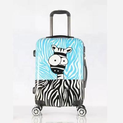 China Colorful Background Travel Label Printing Hard Shell Travel Luggage Trolley Suitcase for sale