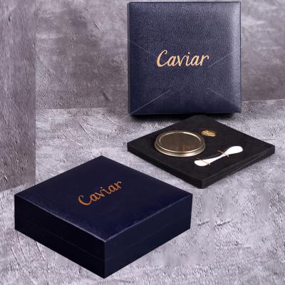 China Recyclable Custom Luxury PU Caviar Gift Packaging Leather Box for sale