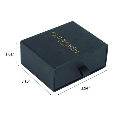 China Handmade Custom Small Black Paper Sliding Jewelry Gift Box for sale