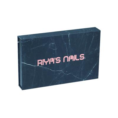 China Customized Printing Handmade Logo Nail Box Magnetic Black Packaging for sale