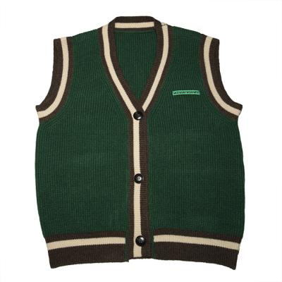 China new Anti-wrinkle autumn and winter sweater knitted cardigan V-neck white striped vest for sale