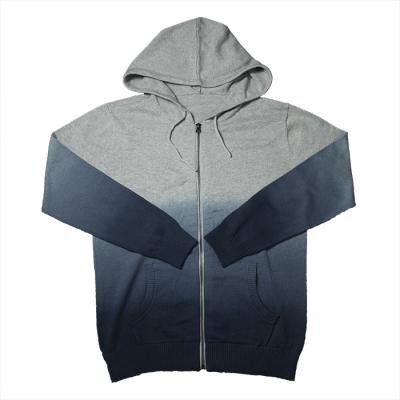 China Anti-wrinkle men's sweater 2022 hot sale custom gradient men's hooded cardigan for sale