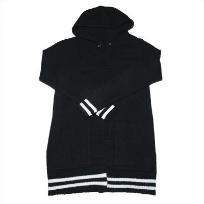 China high quality Anti-wrinkle Autumn Winter Sweater Black and white color brushed yarn hooded men's cardigan for sale