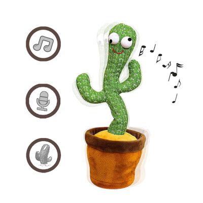 China Hot dancing cactus toy 2021 Amazon cactus plush toy LED repeat sing dance recording wiggle dancing cactus for sale