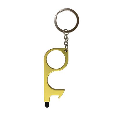 China Top New Design Metal Keychain Non Contact Portable Key Chain Touchfree Door Opener Protector Non Touch Door Opener for sale