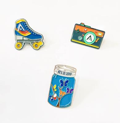 China Europe Lapel Badges Design Wholesale Cartoon Metal Hard Enamel Custom Logo Metal Pins For Souvenir for sale