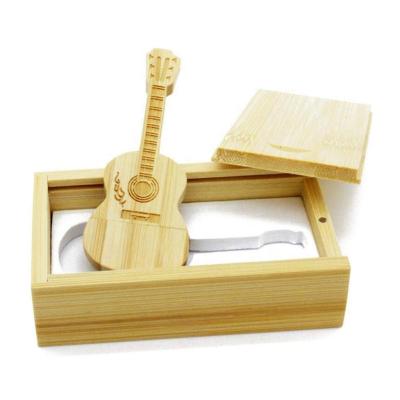 China Hot New Custom Logo Wooden Guitar Shaped Usb Stick 8gb 64GB USB Guitar Shaped Flash Drive With USB Wedding Box for sale