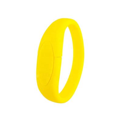 China High Quality USB Memory Stick 16gb 32gb USB Flash Wristband Plastic Pendrive Wristband Yellow Wristband for sale