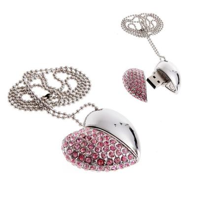 China Metal & Crystal Heart Shape USB 2.0 Crystal Drive Metal & Crystal Jewelry Flash Heart & Memory Stick for sale