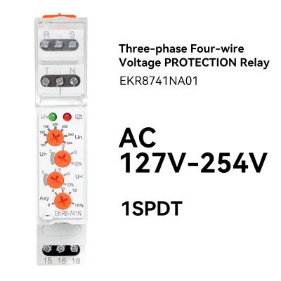 China ETEK EKR8-741NA01 Sealed Voltage Protection Relay 4 Button SPDT Single Phase 127-254VAC for sale