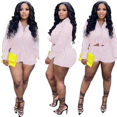 China 2 Piece New Design Q5258 QUICK DRY 2 Piece Set Women Summer Night Club Sexy Stripe Set Women Shorts Sets Women 2 Piece Outfits for sale