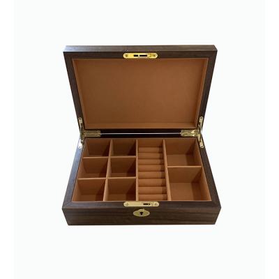 China Handmade Wholesale High End Luxury Matte Package Box Natural Wood Leather Jewelry Gift Box for sale