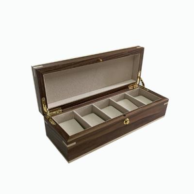 China Handmade Luxury Wooden Watch Box Customized 5 Slot Wooden Watch To Show Storage Case Gifts Packing With Pillows for sale