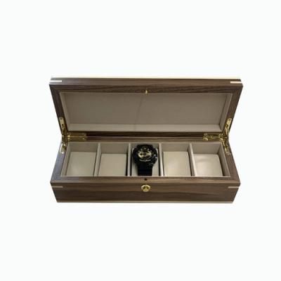 China Handmade in Low MOQ Stock Custom Logo Wooden Watch Box Leather Watch Case with Gift Box for sale