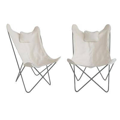 China Gather Nordic Minimalist White Butterfly Chair VK-1013W Foldable Canvas Fabric Lounger for sale