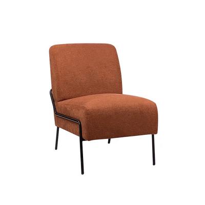 China VK-1008 Modern Modern Orange Chenille Single Armless Lounge Chair With Iron Frame Base for sale