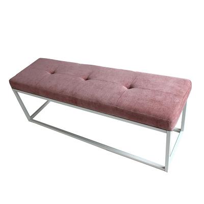 China VK-2009 Tufted Button Wholesale Square Metal Frame Stools Simply Pink Upholstered Locker Room Bench for sale