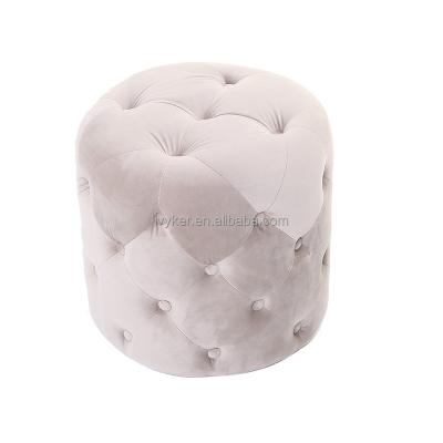 China VK-3001C Storage Manufacturer Outlet High Quality Fully Button Tufted Round Stool for sale