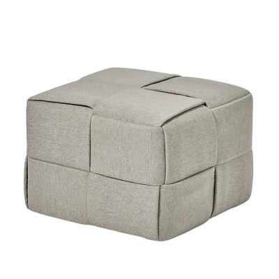 China VK-3005G Gray Handmade Woven Fabric Stool Woven Bench with Saddle Perimeter Square Ottoman for sale