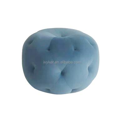 China VK-3002 Removable Hot Sale Modden Living Room Hotel Velvet Navy Blue Leisure Cover VK-3002 Around Ottoman Stool Pumpkin Stool for sale