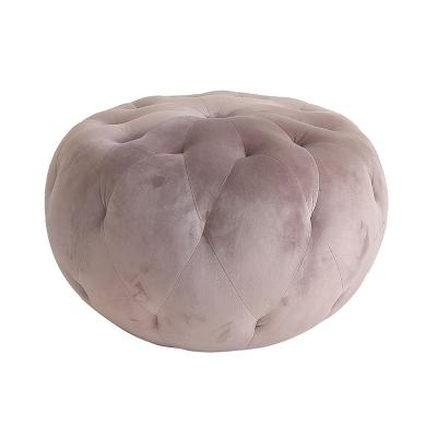 China Removable Cover VK-3018 Pink Velvet Round Pumpkin Shaped Spherical Upholstered Pouf Living Room Ottoman Stool for sale