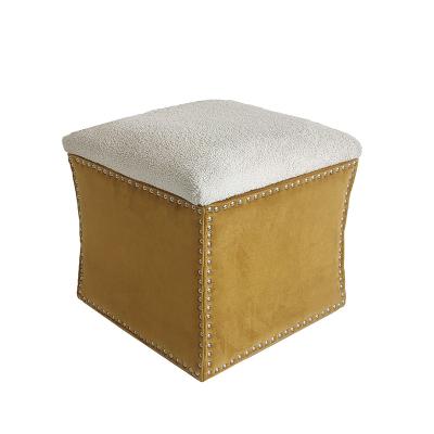 China VK-3014 Storage Patchwork Cloth Combination Stool Bench With Bubble Nails Design for sale