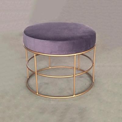 China VK-3019 Storage Velvet Round Makeup Stool Nordic Home Style Living Room Fabric Upholstered Pouf Ottoman Shoe Stool for sale