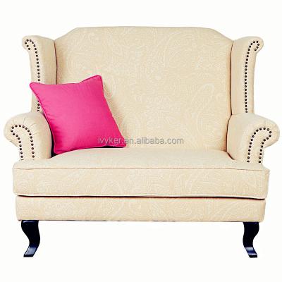 China VK-2213C Mid Century Modern Cream Color Loveseat Sofa With Bubble Nails Design Home 2 Seat Sofa Chair for sale