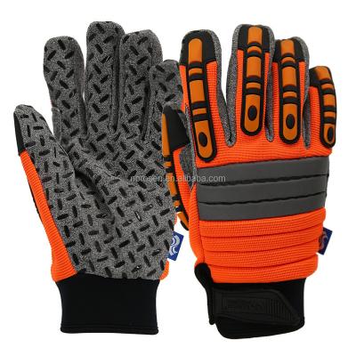 China Custom Microfiber Logo Vibration Silicon Dot Palm Banding Stretchy Screen Marine Oil Gas Gloves Logo High Visible Anti Impact Neoprene Glove for sale