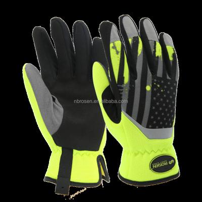 China Universal Assembly and Mechanic Work Hi-strength Spandex Reflective Elastic Breathable Leather Anti-impact Safety Gloves for Auto Mechanic Gardening for sale