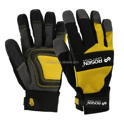 China Cheap Mechanic Anti-vibration Yellow Construction Gloves Microfiber Touch Screen Work Safety Anti-cutting High Quality Industry Assembly And Mechanical Work for sale