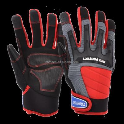 China Custom Logo Knuckle Protective Palm Mechanic Glove Anti-Vibration Impact PU Leather Premium Breathable Mechanic Microfiber Safety Work Gloves for sale