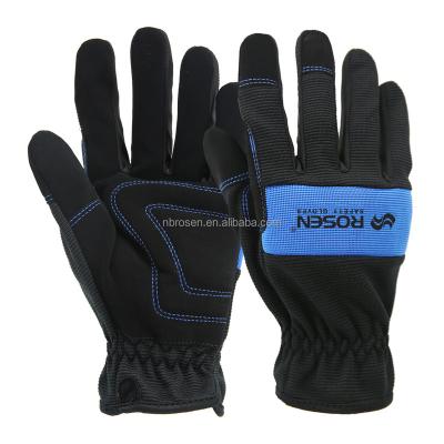 China Double-stitched Spandex General Industry Work Gloves Anti Slip Elastic Service Synthetic Leather Durable Impact Resistant Construction for sale