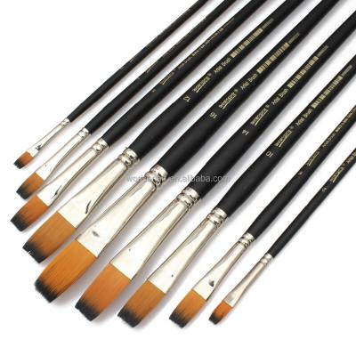 China Artist Drawing 9pcs Paint Brush Set Acrylic Oil Painting Brush Long Handle Nylon Brush Art Supplies for sale