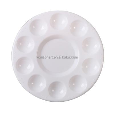 China Plastic Drawer Pallet Drop Hipping 10 Hole Professional Plastic Round Plastic Pallet Paint Tray White 17CM for sale