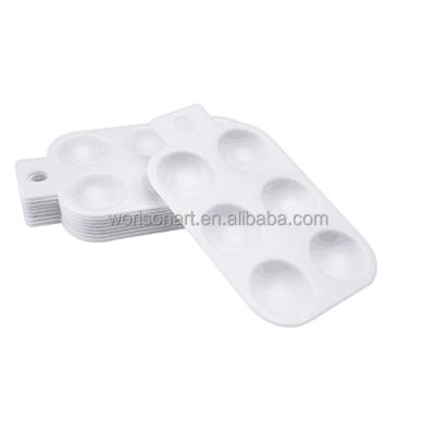 China Drawer Plastic Palette Watercolor Oil Palette Plastic Paint Tray With 6 Well Rectangular Hand Leg for sale