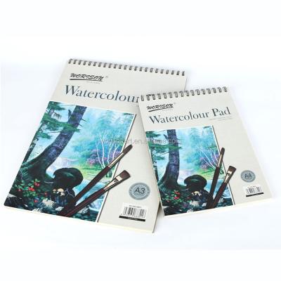 China Watercolor Painting Good Quality A3 A4 A5 Watercolor Paper Pad OEM Service Spiral 24 Sheet 180gsm Art Watercolor Paint Pad for sale