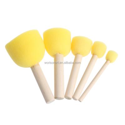 China DIY Supplies 4Pcs/set Sponge Brush Toys Wood Handle Joint Sponge Brushes Kids Children Drawing Painting Graffiti Tools School Supplies for sale