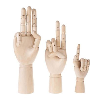 China Wood 7/10/12 Inch Large Movable Limbs Human Model Wooden Artist Model Mannequin Sketch Drawing Hand for sale