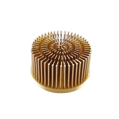 China Custom Heatsink Forging Cold Pin Aluminum Surface Treatment Gold Color For 200mm Led Heatsink for sale