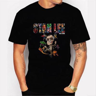 China Anti-pilling European and American summer hip hop street printed around the neck loose oversized T-shirt men's black pattern short sleeve T-shirt for sale