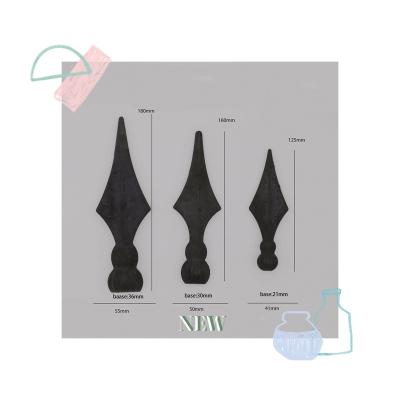 China 100pcs JT034 Base 21mm Factory Sale Wrought Iron Easily Assembled Hot Spear Heads Forged Crests and Line Heads for sale