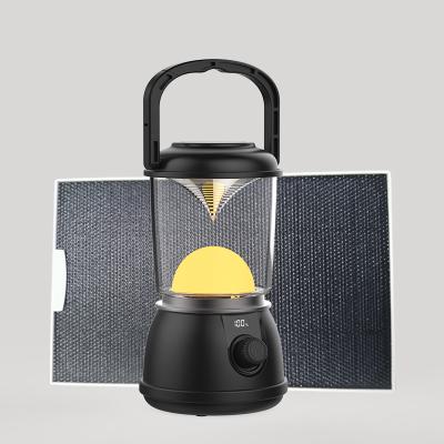 China Retro Outdoor Vintage LightSolar LED Light Rechargeable Emergency Camping Solar Lantern With External Solar Panel for sale