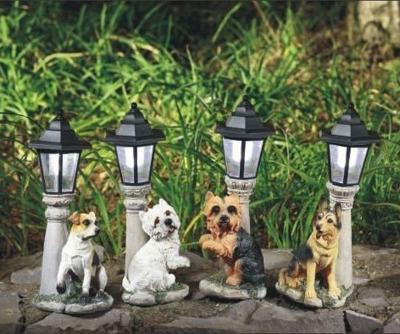 China Garden Led Dog Outdoor Waterproof Decorative Animal Resin Solar Lawn Garden Light for sale