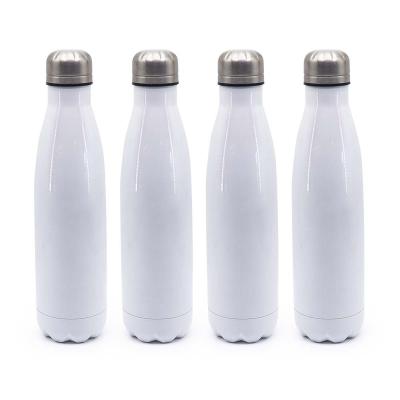 China Sustainable Wholesale 17oz 500ml white stainless steel flask sublimation blank cola shape water bottle in bulk for sale