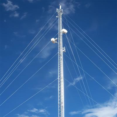 China Gsm Außenantenne Turm Telekommunikation Stahl-Guyed Pole Turm 30m Gitter Dreieck Dreieck Mast zu verkaufen